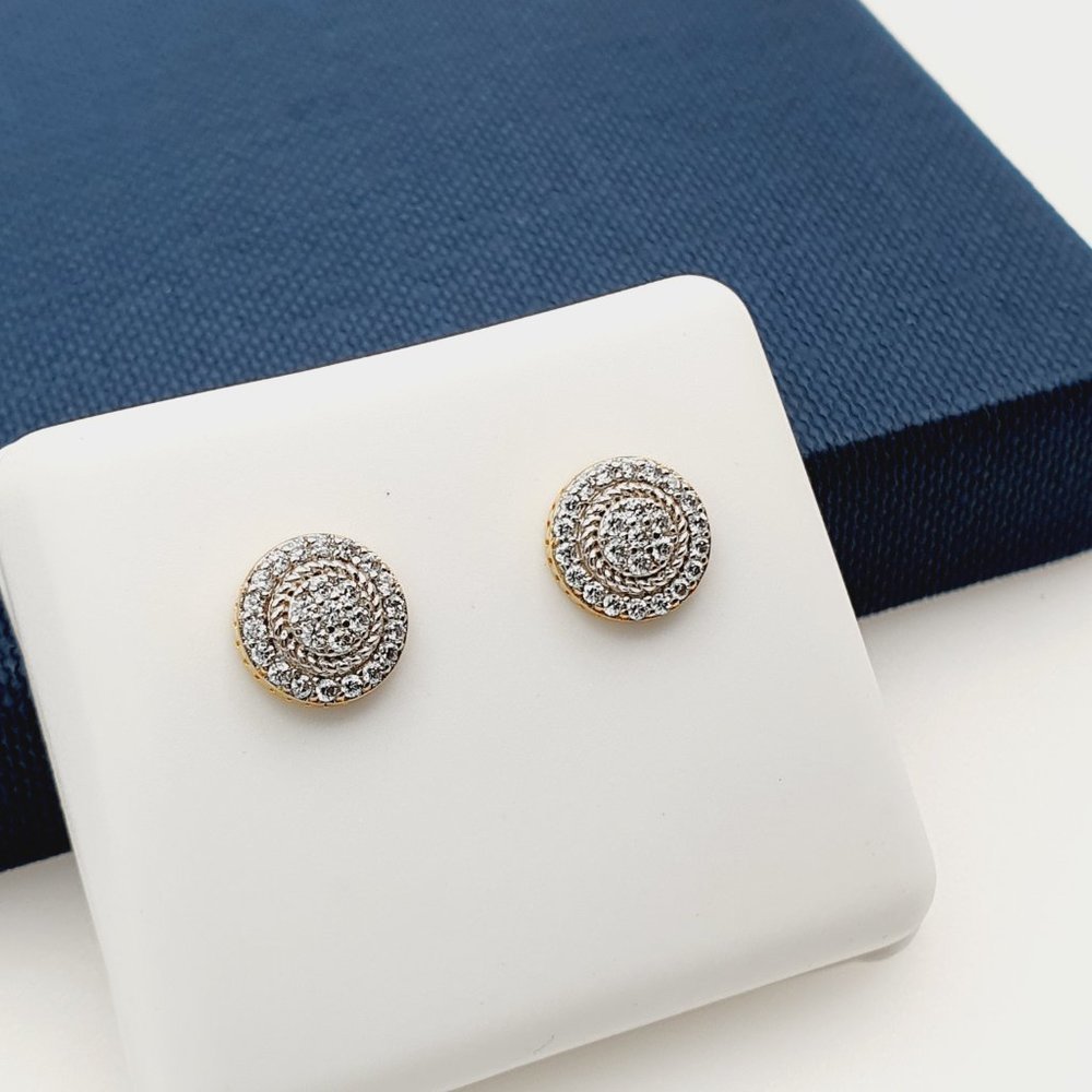 14K Gold Plated Cubic Zircon Earrings, INUS1BR143 - Picture 3 of 9